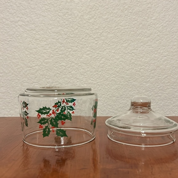 Indiana Glass Snack Jar Holly Candy Jar With Lid Item # 5979 Made in USA - Picture 5 of 5